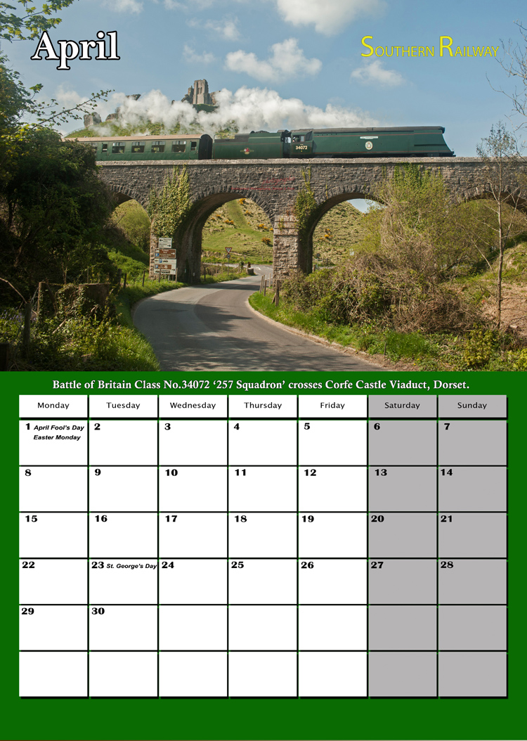 rail tour calendar