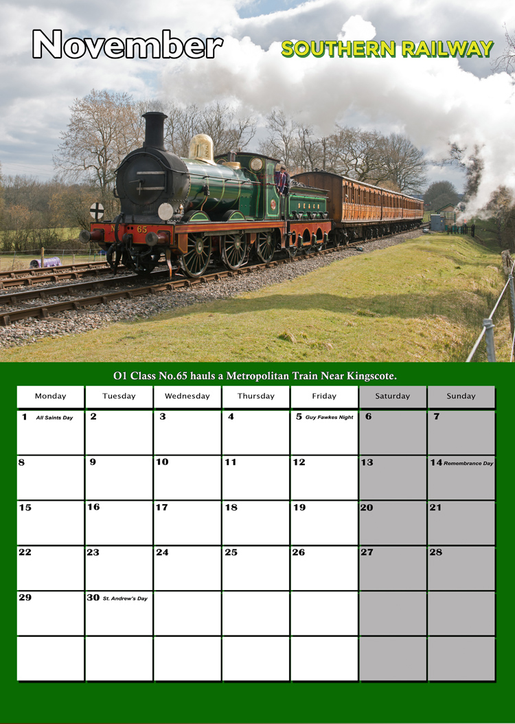 SOUTHERN RAILWAY CALENDAR NOV 2027