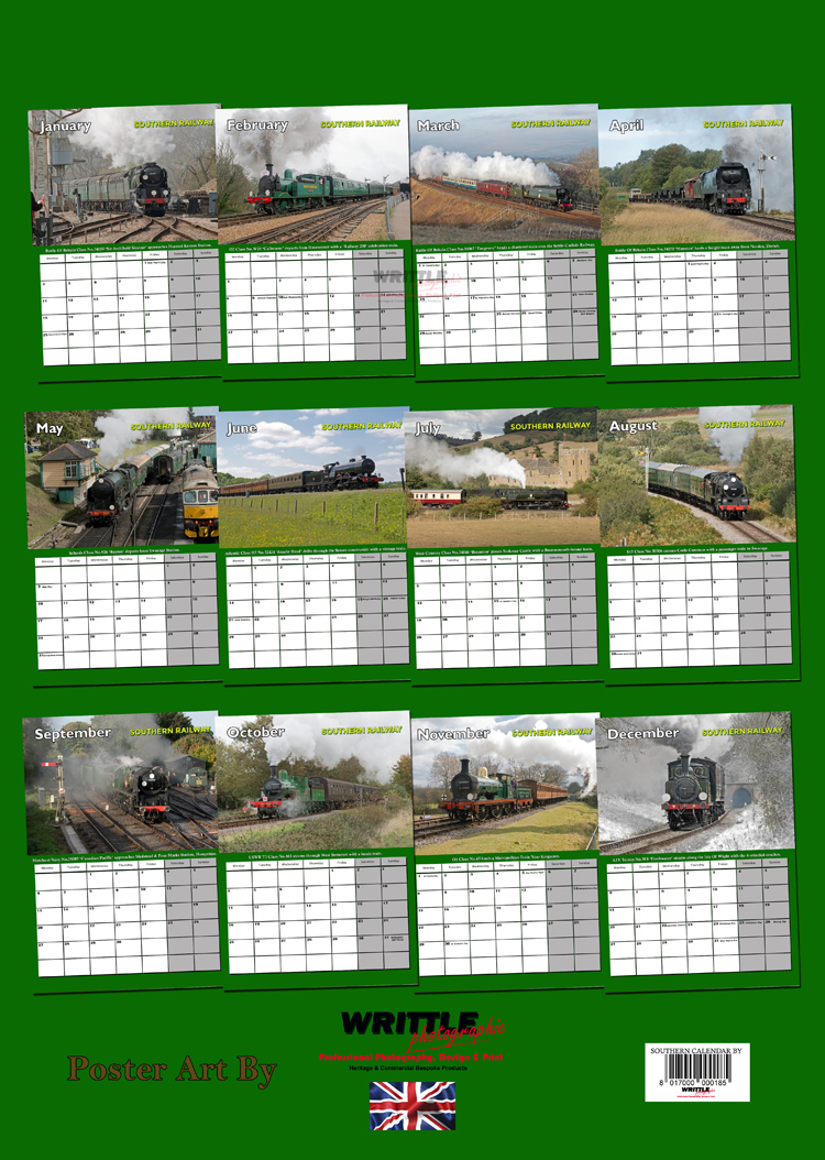 SOUTHERN RAILWAY CALENDAR back sleeve 2027