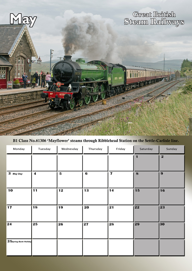 GREAT BRITISH STEAM RAILWAYS CALENDAR MAY 2027