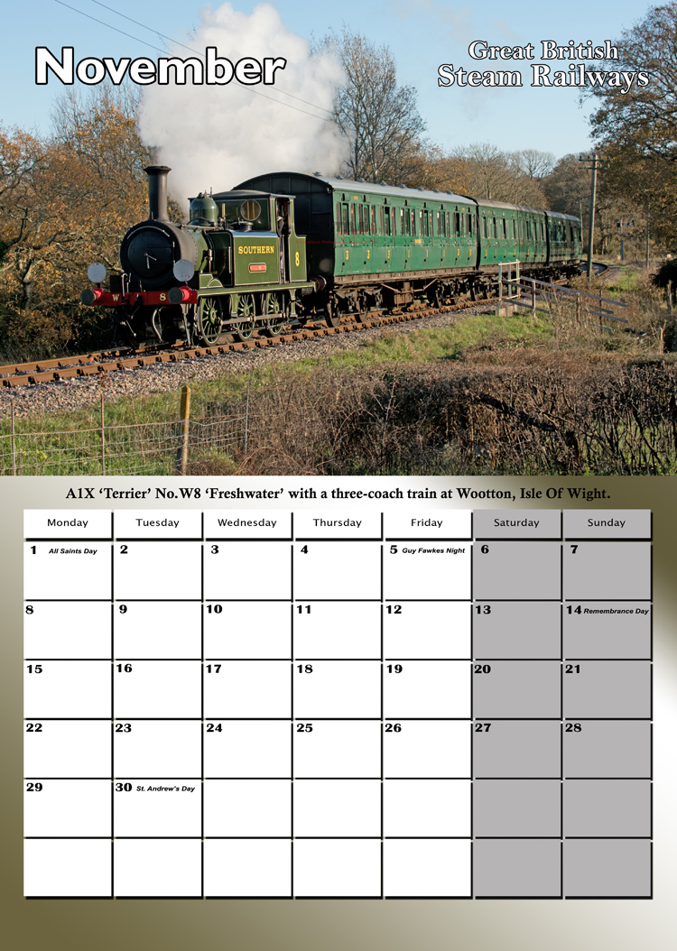 GREAT BRITISH STEAM RAILWAYS CALENDAR NOV 2027