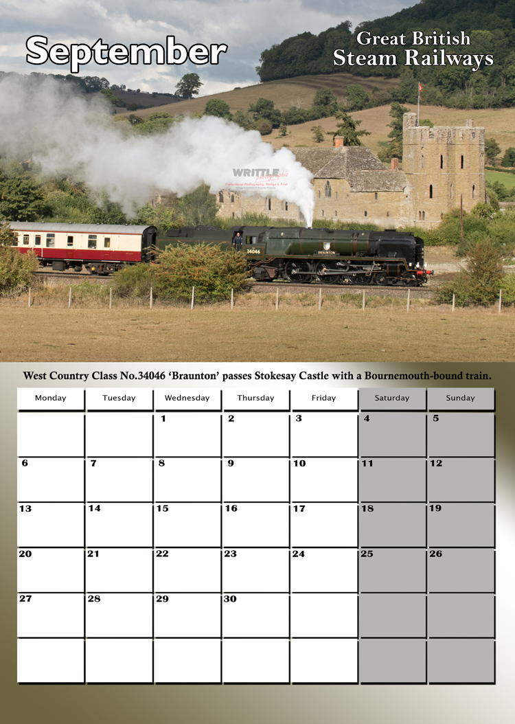 GREAT BRITISH STEAM RAILWAYS CALENDAR SEP 2027