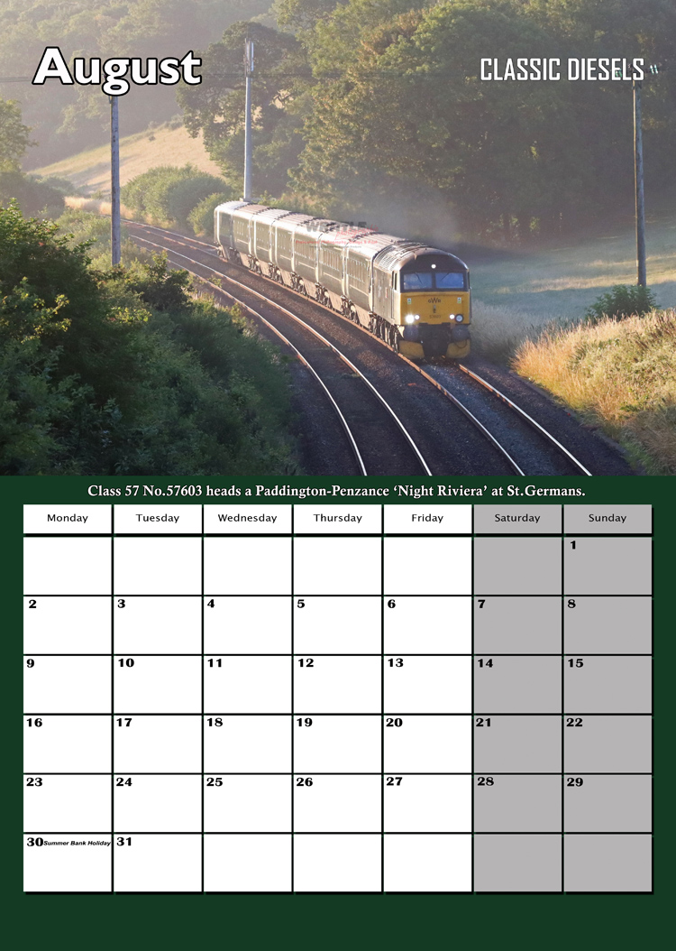 CLASSIC DIESELS CALENDAR AUG 2027